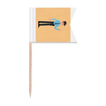 Imagem de Bandeiras de palito de dente com logística profissional de segurança comunitária, marcação de rotulagem para bolo de festa, prato de queijo