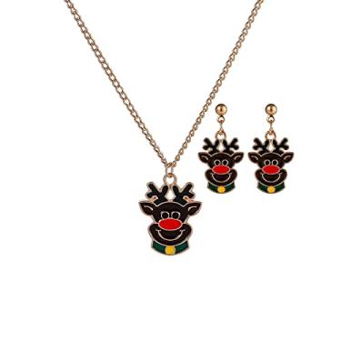Imagem de CNBPIC Natal Papai Noel Colar Brincos Árvore Alce Ano Novo Joias Presente