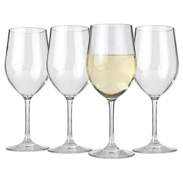 Imagem de Óculos de vinho Chardonnay Inquebráveis Lily's Home, feito de plástico tritan à prova de quebra e ideal para uso interno e externo, reutilizável 340 ml