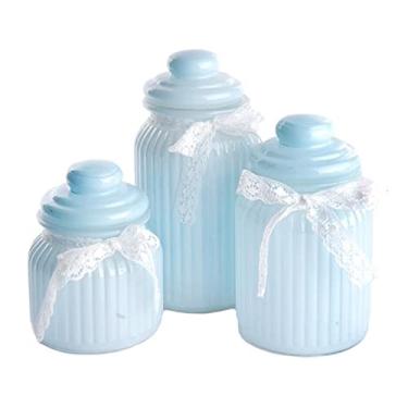 Imagem de Jogo 3 Potes Vidro Hermético Para Mantimentos Hauskraft Lace (Azul)