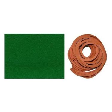 Imagem de Kit 4m Pano Tecido Verde + 7,3m Borracha L Mesasinuca Bilhar
