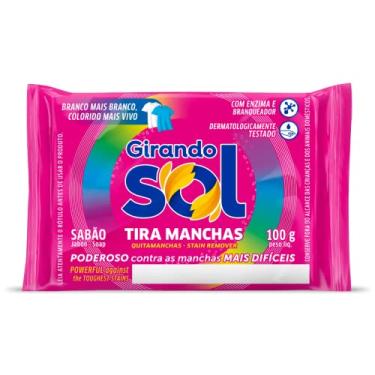 Imagem de Girando Sol Tira Manchas Em Barra 100G Sabão Em Barra Tira Manchas Rosa Poderoso Contra As Manchas Mais Difíceis Branco Mais Branco Colorido Mais Vivo