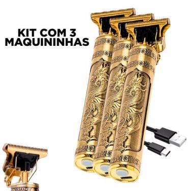 Imagem de Kit Com 3 Máquinas De Cortar Cabelo Acabamento Profissional Sem Fio -