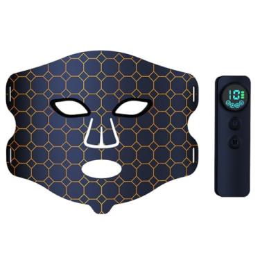 Imagem de Máscara de terapia de luz de beleza facial, dispositivo de máscara de terapia de luz de beleza, 165 contas de lâmpada, modo de luz de 4 cores, múltiplas forças de vibração, material de silicone maci