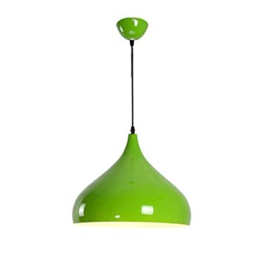 Imagem de Lâmpada pendente de arte semicircular criativa de alumínio, luminária suspensa de cabeça única, lustre de estilo rústico, luminária de teto, luminária para bar de restaurante (cor: verde, tamanho: 40