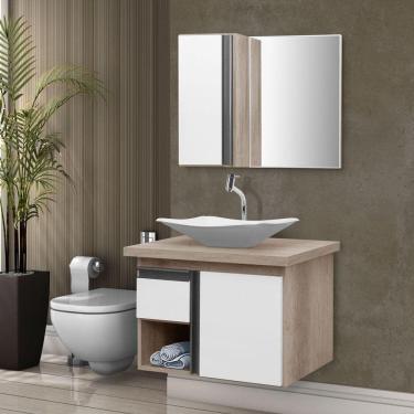 Imagem de Gabinete de Banheiro com Espelheira Kit Porto Velho 60cm