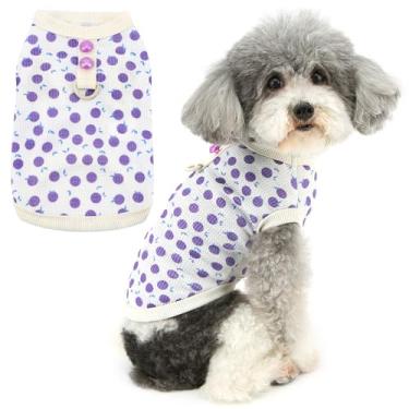 Imagem de Zunea Camisetas de verão para cães pequenos, roupas de cachorro, camiseta com anel de trela, estampa de frutas fofas, camisetas macias, respiráveis, básicas, brinquedos para cachorros, poodle,