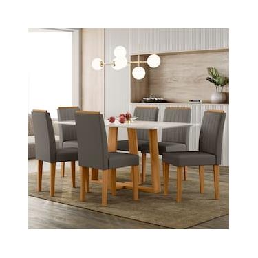 Imagem de Mesa de Jantar Retangular New Ceval Amsterdam com 6 Cadeiras Estofadas e Revestidas