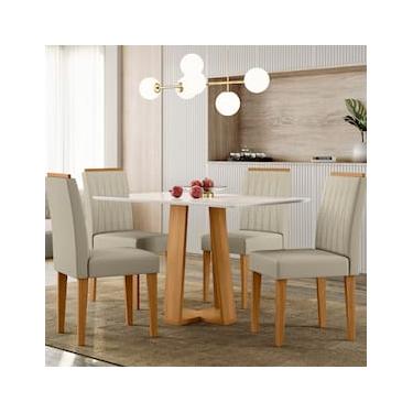 Imagem de Mesa de Jantar Retangular New Ceval Amsterdam com 4 Cadeiras Estofadas e Revestidas