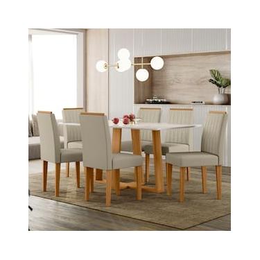 Imagem de Mesa de Jantar Retangular New Ceval Amsterdam com 6 Cadeiras Estofadas e Revestidas