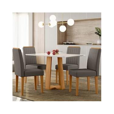 Imagem de Mesa de Jantar Retangular New Ceval Amsterdam com 4 Cadeiras Estofadas e Revestidas