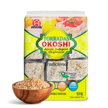 Imagem de OKOSHI - Torrada de Arroz Integral Orgânico - Bolacha de arroz, Snacks Fit de Baixa Caloria - Vegano, Sem Açúcar, Baixo Sódio, Sem Glúten, Sem Lactose, Sem Gordura Trans, Kosher - 75g