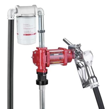 Imagem de TOPWAY Bomba de combustível de gasolina de 12 V CC, kit de bomba de transferência de óleo autoescorvante de 10 GPM com filtro de partículas, bocal de combustível, mangueira de descarga e tubo de