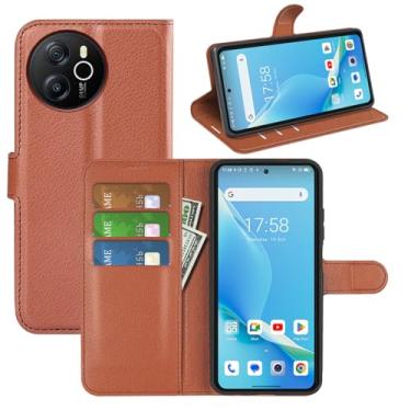 Imagem de Kezaizhe Capa flip para Blackview Shark 8 carteira de couro PU capa protetora magnética para celular Oscal Tiger 12 Folio Book Cover com suporte (marrom)