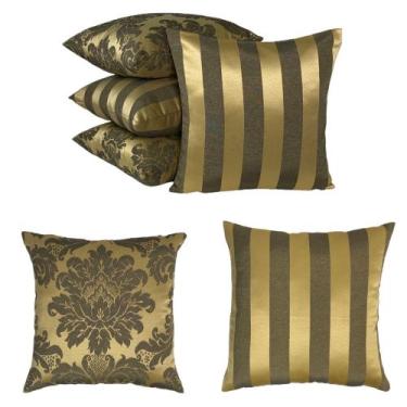 Imagem de Kit 4 Capas de almofada Jacquard Medalhão/Listrado 45 X 45 - MUMUDECOR