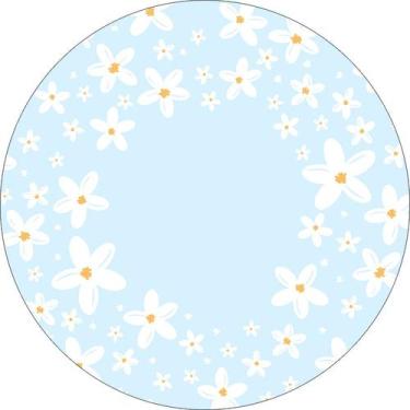 Imagem de Painel De Festa Redondo 1,50x1,50 - Flores Margaridas Azul Claro 189 -