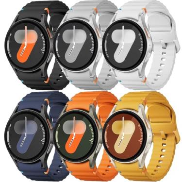 Imagem de Pulseira esportiva para Samsung Galaxy Watch 7 de 40 mm e 44 mm, pulseira de silicone macio sem lacunas para Galaxy Watch 6 5 4 FE de 40 mm e 44 mm/Galaxy Watch 6/4 Classic de 47 mm, 43 mm, 46 mm e 42