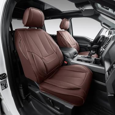 Imagem de OASIS AUTO Capas de assento personalizadas compatíveis com Chevy Silverado 1500/GMC Sierra 1500 2019-2025 (conjunto completo, marrom)