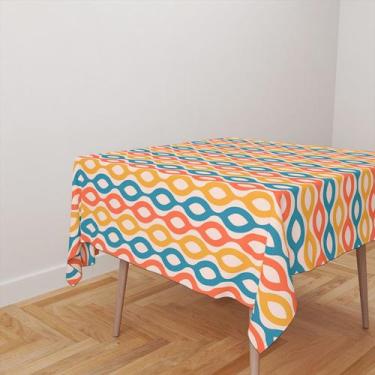 Imagem de Toalha De Mesa Quadrada 4 Lugares Tecido Oxford Correntes Coloridas TL