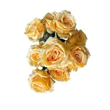 Imagem de Buquê De Rosa Grande Artificial Com 9 Flores YT009 - LM, Amarelo