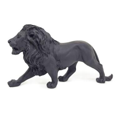 Imagem de Estatua Enfeite de Resina Leão Preto Fosco 21cm - Flash