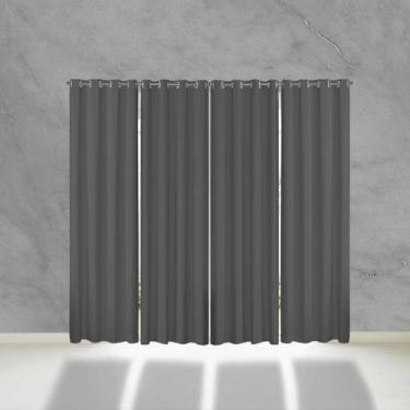 Imagem de Cortina Blackout de PVC 5,60m x 2,50m Cinza para Varão Simples - Feffo