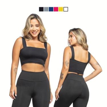 Imagem de Top Sem Bojo Com Alça Larga Academia - Érika - Tropical Fitness, Preto