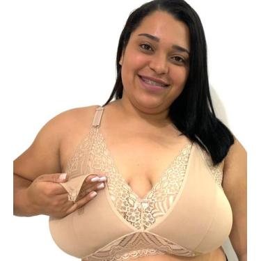 Imagem de Sutiã Renda Plus Size Amamentação - Charme Delas, 50, Bege