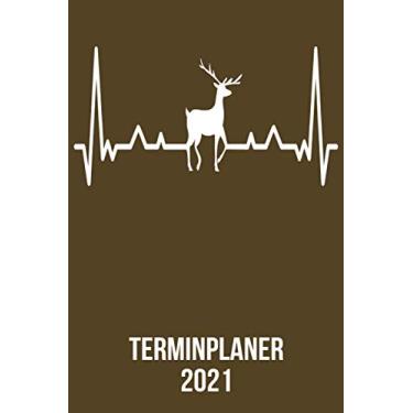 Imagem de Terminplaner 2021: DIN A5 Kalender von 01/2021 - 12/2021 1 Tag = 1 Seite mit großem Tageskalender und großartiger Übersicht. Monatsübersicht, ... / Hirsch Elch heartbeat herzschlag