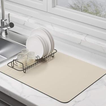 Imagem de EDC-BFYOU Tapete de Secagem de Pratos para Bancada de Cozinha Tapetes de Escorredor Superabsorventes com Revestimento de Borracha Antiderrapante, Resistente A Manchas, Resistente A(17" X 31,5", Cinza)
