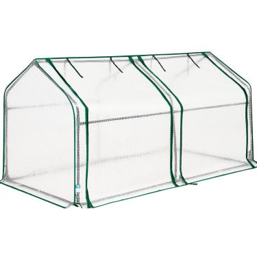 Imagem de Quictent Mini estufa, cloche portátil com grandes portas de zíper, 180 cm L x 91 cm P x 91 cm H Garden Hot House, 50 peças de etiquetas de nome de planta em T incluídas (branca)
