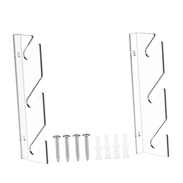 Imagem de rockible Organizador de rack de exibição de skate, economia de espaço transparente com cabides, suporte de prateleira de parede para pranchas de esqui em casa,