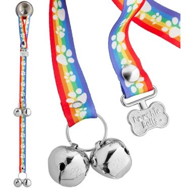 Imagem de PoochieBells The Original Potty Training Bells for Doggie Potty Bells for Doggie Bells, Easy Puppy Training, Barulhento, Durável Sinos Pendurados para Porta, Faixas de Assinatura Arco-íris