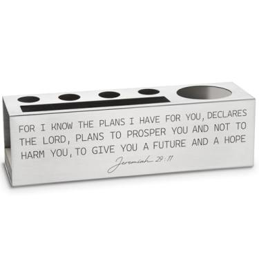 Imagem de vizuzi For I Know the Plans I Have for You, porta-lápis com versículos da Bíblia, Jeremias 29:11, presentes para mulheres, homens, oração cristã, local de trabalho, escritório, porta-lápis e
