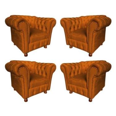 Imagem de Quatro Poltronas Chesterfield Luiz Xv - Suede Terracota / Decoração, r