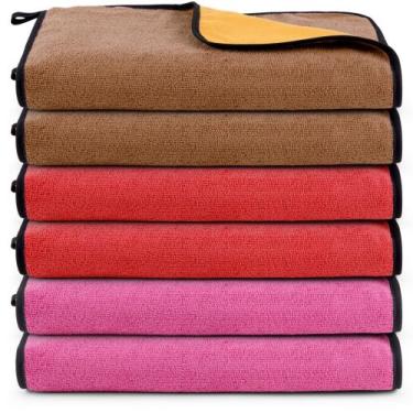 Imagem de Kit 06 Panos Dupla Face Flanela E Microfibra Toalha Limpeza Casa Carro