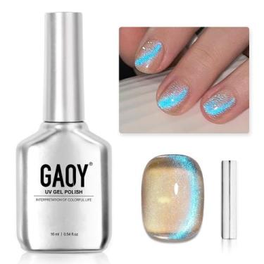 Imagem de Esmalte Gel Magnético GAOY Cat Eye 16ml - Brilho Azul com Base Nude