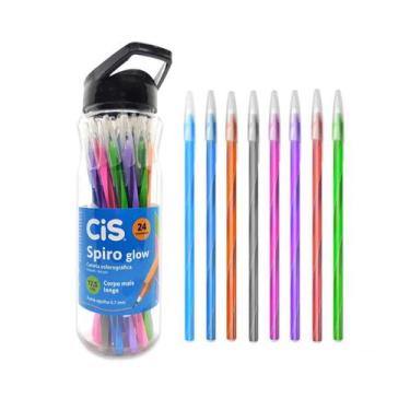 Imagem de Caneta Cis Spiro Glow 0,7mm Esferográfica Pote com 24 Unids
