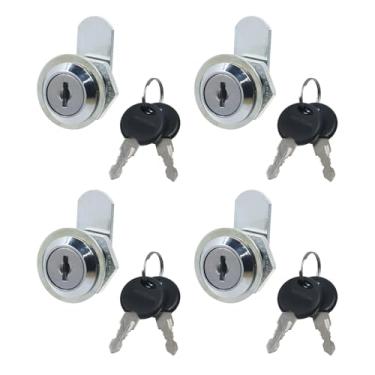 Imagem de Conjunto de 4 fechaduras de cilindro de liga de zinco para fechaduras de caixa de ferramentas e cadeados de substituição para armário com chave
