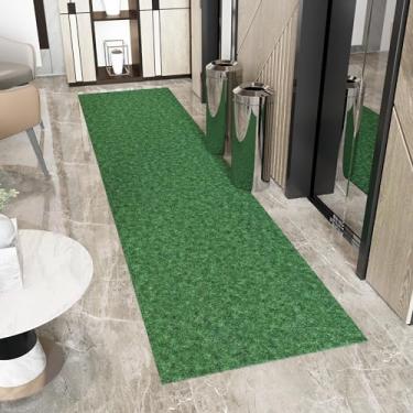 Imagem de Ottomanson Scrabe Rib Collection Tapete de corrida impermeável antiderrapante emborrachado design sólido 7,5 x 48,8 cm, verde