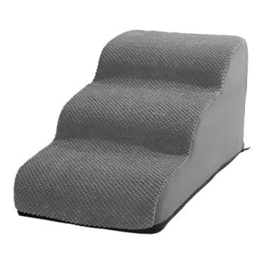 Imagem de Generic Escadas de cachorro para cães pequenos 3 degraus com cobertura lavável removível para cama alta e degraus para animais de estimação, Cinza
