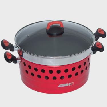 Imagem de Picanheira Grill Nutry Light Vermelha Com Tampa De Vidro