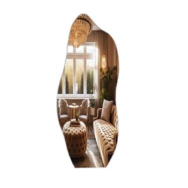 Imagem de Espelho De Chão Orgânico E06 Grande Corpo Inteiro 150x60 Moldura Couro Caramelo