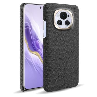Imagem de Capa para Honor Magic 6,Capa desenhada em lona,Case Protetora Ultrafina com Empunhadura Macia,Design em Tecido Antichoque e Antiarranhões-Black