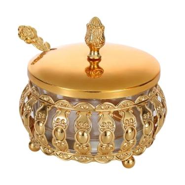 Imagem de ＫＬＫＣＭＳ Gold Decorative Jar Buffet Display Retro Profpress Jewelry Box Biscuit Container para Office de festas em casa com Evento Housewarming