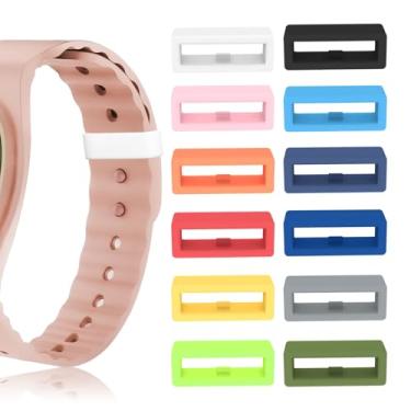 Imagem de Pacote com 12 para Disney Magic Band, protetores de banda, para Fitbit Charge, Charge HR, Garmin Vivofit, Disney 1.0, 2.0 e + (quadrado multicolorido)