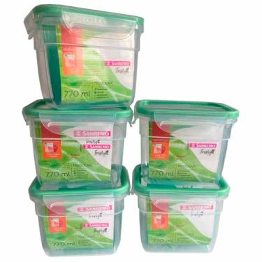 Imagem de Kit 5 Pote Hermético Com Travas 770ml Modular Sanremo Freshy