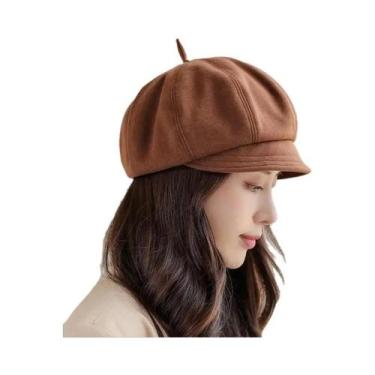 Imagem de Boina Octógono Feminina - Estilo Coreano Retrô - Cores Sólidas - Outon