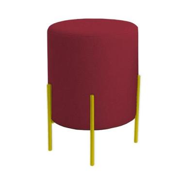 Imagem de Puff Orgânico Boucle Thor Com Pés De Ferro Dourado - 7 Decor, Bordo
