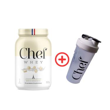 Imagem de Whey Protein Gourmet Zero Lactose 907g - Mousse de Chocolate Branco + Coqueteleira - Chef Whey